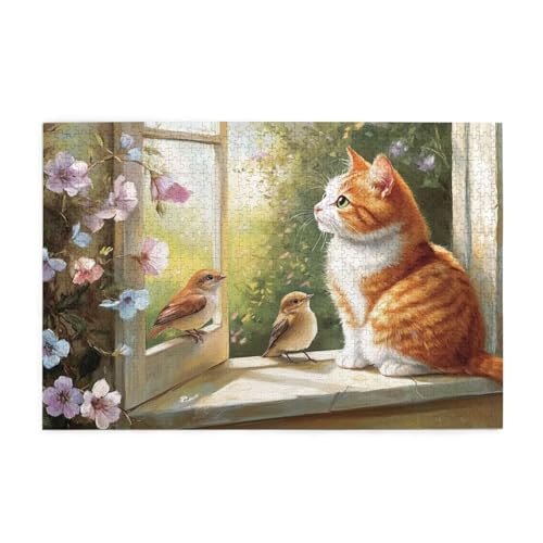Puzzle 300 Teile, Puzzle Erwachsene, Holzpuzzle Tier Impossible Jigsaw, Clevere Rätsel, HD Farbe Jigsaw mit Geschenkbox Verpackung for Room Decor, Geschenke für Frauen Fensterbank 40x28cm p-736 von Yuammgxi