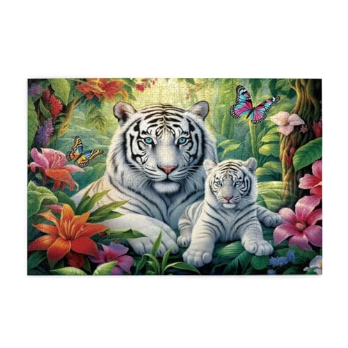 Puzzle 300 Teile, Puzzle Erwachsene, Holzpuzzle Tiger Impossible Jigsaw, Clevere Rätsel, HD Farbe Jigsaw mit Geschenkbox Verpackung for Aesthetic Room Decor, Geschenke für Frauen Blume 40x28cm p-1549 von Yuammgxi