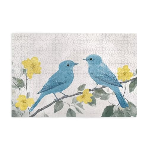 Puzzle 300 Teile, Puzzle Erwachsene, Holzpuzzle Vogel Impossible Jigsaw, Clevere Rätsel, HD Farbe Jigsaw mit Geschenkbox Verpackung for Aesthetic Room Decor, Geschenke für Frauen Blau 40x28cm p-66 von Yuammgxi