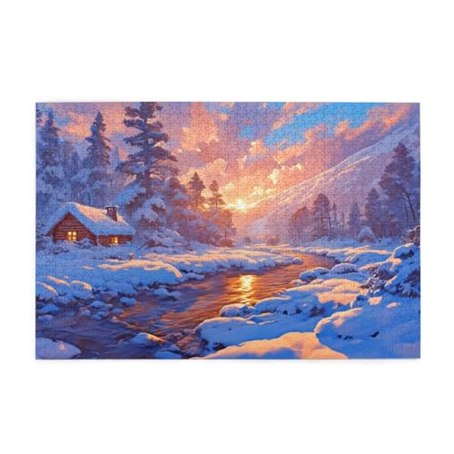 Puzzle 300 Teile, Puzzle Erwachsene, Holzpuzzle Winter Impossible Jigsaw, Clevere Rätsel, HD Farbe Jigsaw mit Geschenkbox Verpackung for Room Decor, Geschenke für Frauen Schneeszene 40x28cm p-996 von Yuammgxi