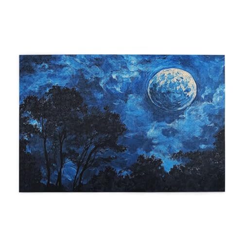 Puzzle 3000 Teile, Puzzle Erwachsene, Holzpuzzle Baum Impossible Jigsaw, Clevere Rätsel, HD Farbe Jigsaw mit Geschenkbox Verpackung for Aesthetic Room Decor, Geschenke für Frauen Mond 122x81cm p-502 von Yuammgxi