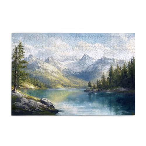 Puzzle 3000 Teile, Puzzle Erwachsene, Holzpuzzle Berg Impossible Jigsaw, Clevere Rätsel, HD Farbe Jigsaw mit Geschenkbox Verpackung for Aesthetic Room Decor, Geschenke für Frauen See 122x81cm p-1093 von Yuammgxi