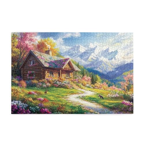 Puzzle 3000 Teile, Puzzle Erwachsene, Holzpuzzle Berg Impossible Jigsaw, Clevere Rätsel, HD Farbe Jigsaw mit Geschenkbox Verpackung for Room Decor, Geschenke für Frauen Holzhaus 122x81cm p-1055 von Yuammgxi