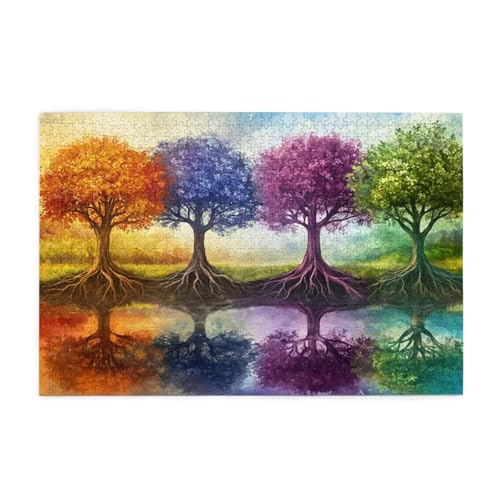 Puzzle 3000 Teile, Puzzle Erwachsene, Holzpuzzle Farbe Impossible Jigsaw, Clevere Rätsel, HD Farbe Jigsaw mit Geschenkbox Verpackung for Aesthetic Room Decor, Geschenke für Frauen Baum 122x81cm p-90 von Yuammgxi