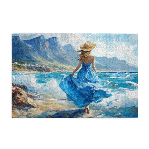 Puzzle 3000 Teile, Puzzle Erwachsene, Holzpuzzle Frau Impossible Jigsaw, Clevere Rätsel, HD Farbe Jigsaw mit Geschenkbox Verpackung for Room Decor, Geschenke für Frauen Meereswellen 122x81cm p-957 von Yuammgxi