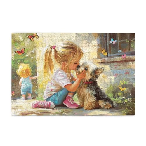 Puzzle 3000 Teile, Puzzle Erwachsene, Holzpuzzle Hund Impossible Jigsaw, Clevere Rätsel, HD Farbe Jigsaw mit Geschenkbox Verpackung for Aesthetic Room Decor, Geschenke für Frauen Engel 122x81cm p-599 von Yuammgxi
