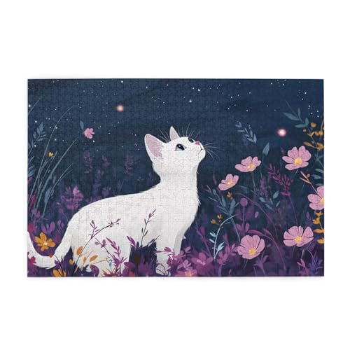 Puzzle 3000 Teile, Puzzle Erwachsene, Holzpuzzle Katze Impossible Jigsaw, Clevere Rätsel, HD Farbe Jigsaw mit Geschenkbox Verpackung for Aesthetic Room Decor, Geschenke für Frauen Blume 122x81cm p-167 von Yuammgxi