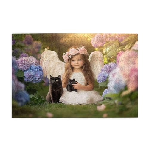 Puzzle 3000 Teile, Puzzle Erwachsene, Holzpuzzle Katze Impossible Jigsaw, Clevere Rätsel, HD Farbe Jigsaw mit Geschenkbox Verpackung for Aesthetic Room Decor, Geschenke für Frauen Engel 122x81cm p-600 von Yuammgxi