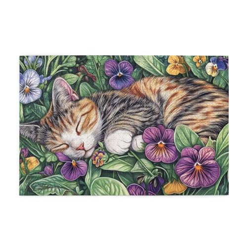 Puzzle 3000 Teile, Puzzle Erwachsene, Holzpuzzle Katze Impossible Jigsaw, Clevere Rätsel, HD Farbe Jigsaw mit Geschenkbox Verpackung for Room Decor, Geschenke für Frauen Anlage 122x81cm p-102 von Yuammgxi