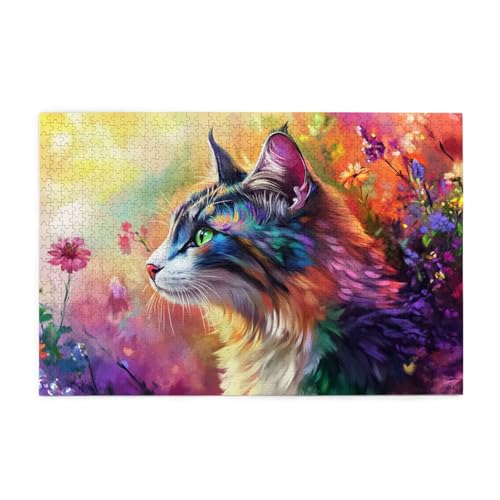 Puzzle 3000 Teile, Puzzle Erwachsene, Holzpuzzle Katze Impossible Jigsaw, Clevere Rätsel, HD Farbe Jigsaw mit Geschenkbox Verpackung for Room Decor, Geschenke für Frauen Karikatur 122x81cm p-1118 von Yuammgxi