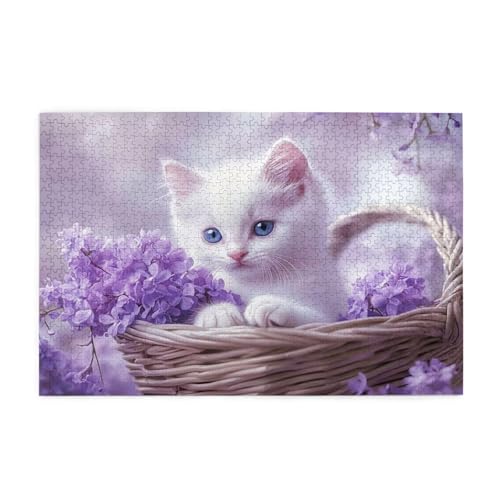 Puzzle 3000 Teile, Puzzle Erwachsene, Holzpuzzle Katze Impossible Jigsaw, Clevere Rätsel, HD Farbe Jigsaw mit Geschenkbox Verpackung for Room Decor, Geschenke für Frauen Lavendel 122x81cm p-47 von Yuammgxi