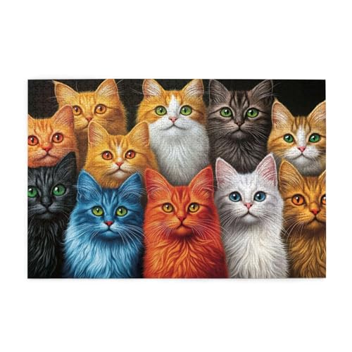 Puzzle 3000 Teile, Puzzle Erwachsene, Holzpuzzle Katze Impossible Jigsaw, Clevere Rätsel, HD Farbe Jigsaw mit Geschenkbox Verpackung for Room Decor, Geschenke für Frauen Niedlich 122x81cm p-453 von Yuammgxi