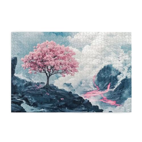 Puzzle 3000 Teile, Puzzle Erwachsene, Holzpuzzle Landschaft Impossible Jigsaw, Clevere Rätsel, Farbe Jigsaw mit Geschenkbox Verpackung for Room Decor, Geschenke für Frauen Kirschblüten 122x81cm p-1357 von Yuammgxi