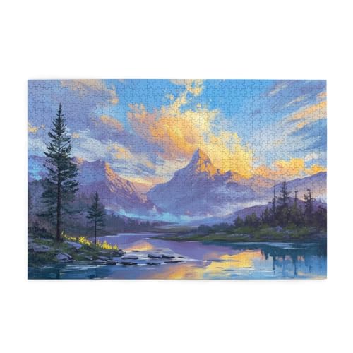 Puzzle 3000 Teile, Puzzle Erwachsene, Holzpuzzle Meer Impossible Jigsaw, Clevere Rätsel, HD Farbe Jigsaw mit Geschenkbox Verpackung for Aesthetic Room Decor, Geschenke für Frauen Berg 122x81cm p-909 von Yuammgxi