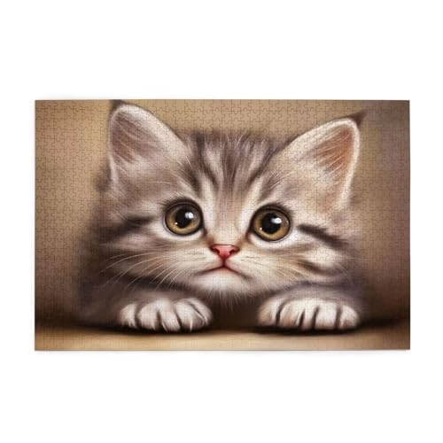 Puzzle 3000 Teile, Puzzle Erwachsene, Holzpuzzle Niedlich Impossible Jigsaw, Clevere Rätsel, HD Farbe Jigsaw mit Geschenkbox Verpackung for Room Decor, Geschenke für Frauen Katze 122x81cm p-1389 von Yuammgxi