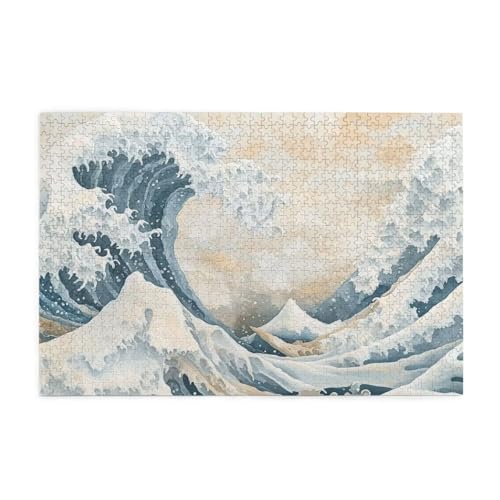 Puzzle 3000 Teile, Puzzle Erwachsene, Holzpuzzle Retro Impossible Jigsaw, Clevere Rätsel, HD Farbe Jigsaw mit Geschenkbox Verpackung for Room Decor, Geschenke für Frauen Meereswellen 122x81cm p-426 von Yuammgxi