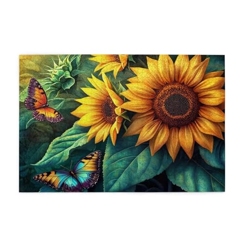 Puzzle 3000 Teile, Puzzle Erwachsene, Holzpuzzle Sonnenblume Impossible Jigsaw, Clevere Rätsel, Farbe Jigsaw Geschenkbox Verpackung for Room Decor, Geschenke für Frauen Schmetterling 122x81cm p-1434 von Yuammgxi
