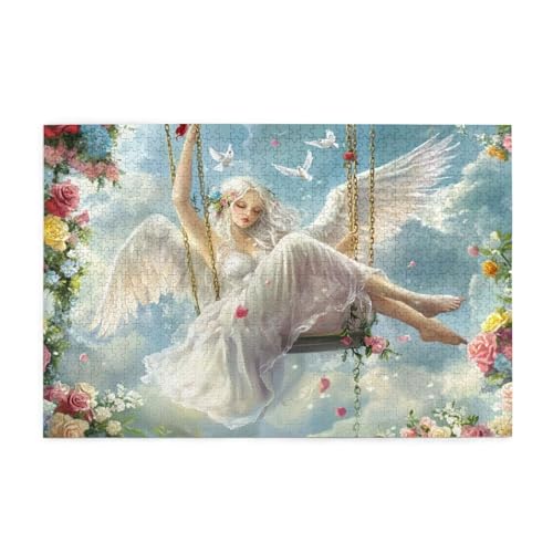Puzzle 3000 Teile, Puzzle Erwachsene, Holzpuzzle Traum Impossible Jigsaw, Clevere Rätsel, HD Farbe Jigsaw mit Geschenkbox Verpackung for Room Decor, Geschenke für Frauen Engel 122x81cm p-1201 von Yuammgxi
