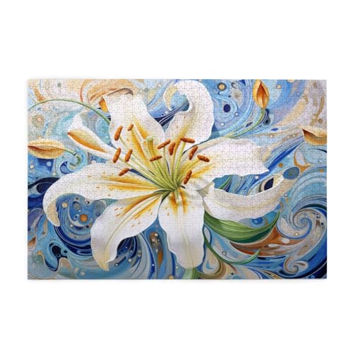 Puzzle 500 Teile, Puzzle Erwachsene, Holzpuzzle Abstrakt Impossible Jigsaw, Clevere Rätsel, HD Farbe Jigsaw mit Geschenkbox Verpackung for Room Decor, Geschenke für Frauen Lilie 52x38cm p-1551 von Yuammgxi