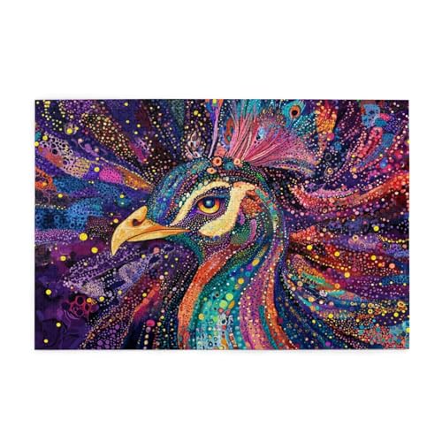 Puzzle 500 Teile, Puzzle Erwachsene, Holzpuzzle Abstrakt Impossible Jigsaw, Clevere Rätsel, HD Farbe Jigsaw mit Geschenkbox Verpackung for Room Decor, Geschenke für Frauen Pfau 52x38cm p-1951 von Yuammgxi