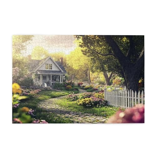Puzzle 500 Teile, Puzzle Erwachsene, Holzpuzzle Baum Impossible Jigsaw, Clevere Rätsel, HD Farbe Jigsaw mit Geschenkbox Verpackung for Room Decor, Geschenke für Frauen Holzhaus 52x38cm p-2034 von Yuammgxi