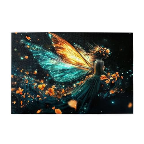 Puzzle 500 Teile, Puzzle Erwachsene, Holzpuzzle Blume Impossible Jigsaw, Clevere Rätsel, HD Farbe Jigsaw mit Geschenkbox Verpackung for Aesthetic Room Decor, Geschenke für Frauen Flügel 52x38cm p-1915 von Yuammgxi