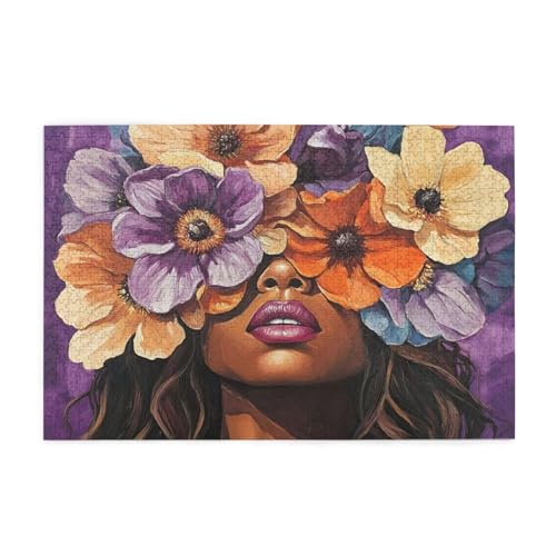 Puzzle 500 Teile, Puzzle Erwachsene, Holzpuzzle Blume Impossible Jigsaw, Clevere Rätsel, HD Farbe Jigsaw mit Geschenkbox Verpackung for Aesthetic Room Decor, Geschenke für Frauen Frau 52x38cm p-1037 von Yuammgxi