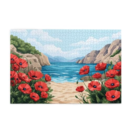 Puzzle 500 Teile, Puzzle Erwachsene, Holzpuzzle Blume Impossible Jigsaw, Clevere Rätsel, HD Farbe Jigsaw mit Geschenkbox Verpackung for Aesthetic Room Decor, Geschenke für Frauen Stein 52x38cm p-1296 von Yuammgxi
