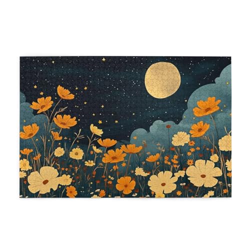Puzzle 500 Teile, Puzzle Erwachsene, Holzpuzzle Blume Impossible Jigsaw, Clevere Rätsel, HD Farbe Jigsaw mit Geschenkbox Verpackung for Room Decor, Geschenke für Frauen Sternenhimmel 52x38cm p-692 von Yuammgxi