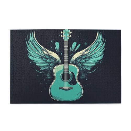 Puzzle 500 Teile, Puzzle Erwachsene, Holzpuzzle Fantasie Impossible Jigsaw, Clevere Rätsel, HD Farbe Jigsaw mit Geschenkbox Verpackung for Room Decor, Geschenke für Frauen Gitarre 52x38cm p-142 von Yuammgxi