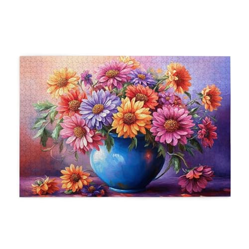 Puzzle 500 Teile, Puzzle Erwachsene, Holzpuzzle Farbe Impossible Jigsaw, Clevere Rätsel, HD Farbe Jigsaw mit Geschenkbox Verpackung for Aesthetic Room Decor, Geschenke für Frauen Blume 52x38cm p-169 von Yuammgxi