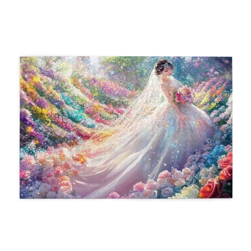 Puzzle 500 Teile, Puzzle Erwachsene, Holzpuzzle Frau Impossible Jigsaw, Clevere Rätsel, HD Farbe Jigsaw mit Geschenkbox Verpackung for Room Decor, Geschenke für Frauen Blumenmeer 52x38cm p-431 von Yuammgxi