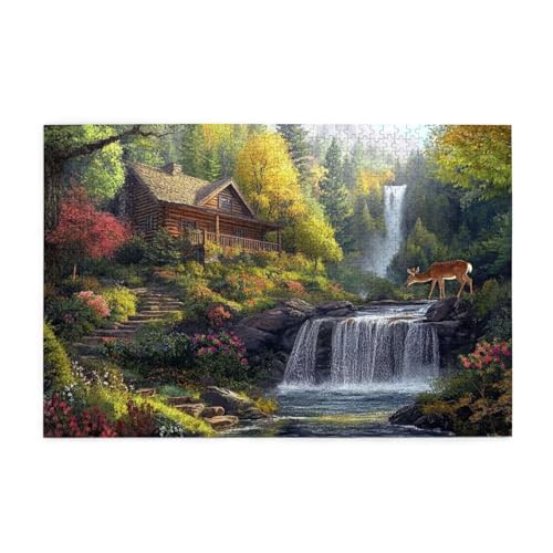 Puzzle 500 Teile, Puzzle Erwachsene, Holzpuzzle Herbst Impossible Jigsaw, Clevere Rätsel, HD Farbe Jigsaw mit Geschenkbox Verpackung for Aesthetic Room Decor, Geschenke für Frauen Fallen 52x38cm p-532 von Yuammgxi