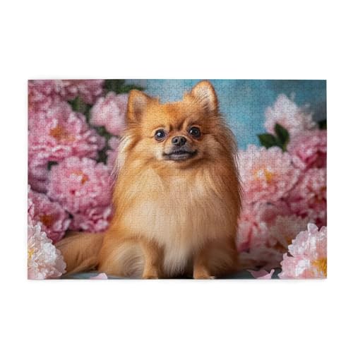 Puzzle 500 Teile, Puzzle Erwachsene, Holzpuzzle Hund Impossible Jigsaw, Clevere Rätsel, HD Farbe Jigsaw mit Geschenkbox Verpackung for Aesthetic Room Decor, Geschenke für Frauen Blume 52x38cm p-15 von Yuammgxi