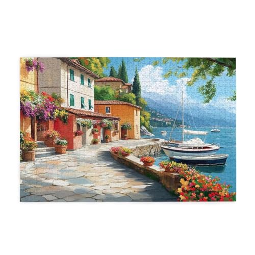 Puzzle 500 Teile, Puzzle Erwachsene, Holzpuzzle Italien Impossible Jigsaw, Clevere Rätsel, HD Farbe Jigsaw mit Geschenkbox Verpackung for Aesthetic Room Decor, Geschenke für Frauen Meer 52x38cm p-1001 von Yuammgxi