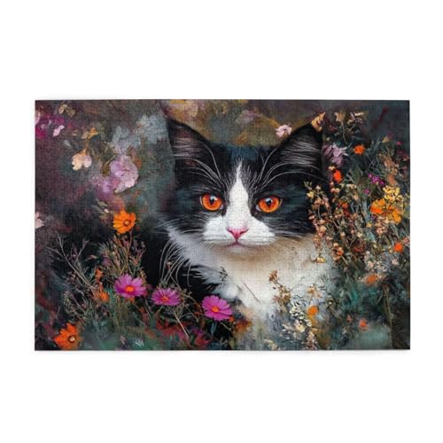 Puzzle 500 Teile, Puzzle Erwachsene, Holzpuzzle Katze Impossible Jigsaw, Clevere Rätsel, HD Farbe Jigsaw mit Geschenkbox Verpackung for Aesthetic Room Decor, Geschenke für Frauen Anlage 52x38cm p-942 von Yuammgxi