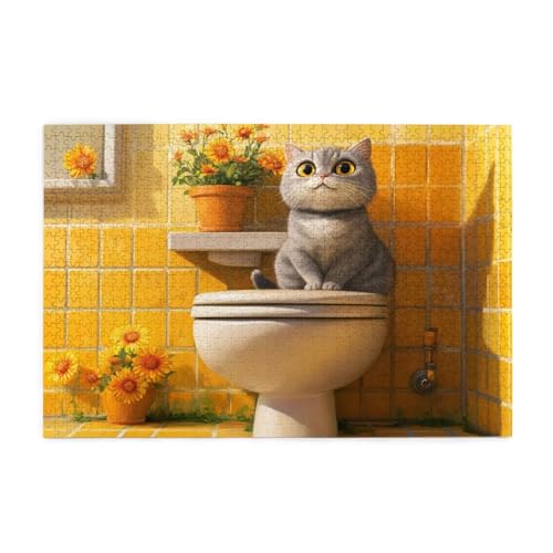 Puzzle 500 Teile, Puzzle Erwachsene, Holzpuzzle Katze Impossible Jigsaw, Clevere Rätsel, HD Farbe Jigsaw mit Geschenkbox Verpackung for Aesthetic Room Decor, Geschenke für Frauen Blume 52x38cm p-323 von Yuammgxi