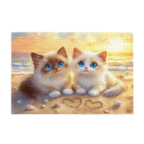 Puzzle 500 Teile, Puzzle Erwachsene, Holzpuzzle Katze Impossible Jigsaw, Clevere Rätsel, HD Farbe Jigsaw mit Geschenkbox Verpackung for Aesthetic Room Decor, Geschenke für Frauen Strand 52x38cm p-1871 Puzzle 500 Teile, Puzzle Erwachsene, Holzpuzzle Katze Impossible Jigsaw, Clevere Rätsel, HD Farbe Jigsaw mit Geschenkbox Verpackung for Aesthetic Room Decor, Geschenke für Frauen Strand 52x38cm p-1871 von Yuammgxi