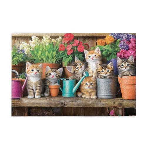 Puzzle 500 Teile, Puzzle Erwachsene, Holzpuzzle Katze Impossible Jigsaw, Clevere Rätsel, HD Farbe Jigsaw mit Geschenkbox Verpackung for Aesthetic Room Decor, Geschenke für Frauen Strauß 52x38cm p-1570 von Yuammgxi