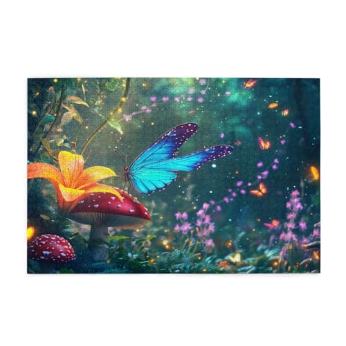 Puzzle 500 Teile, Puzzle Erwachsene, Holzpuzzle Landschaft Impossible Jigsaw, Clevere Rätsel, Farbe Jigsaw mit Geschenkbox Verpackung for Room Decor, Geschenke für Frauen Schmetterling 52x38cm p-1723 von Yuammgxi