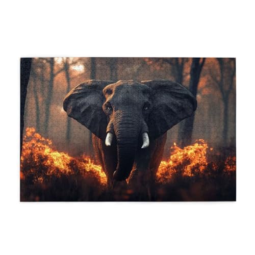 Puzzle 500 Teile, Puzzle Erwachsene, Holzpuzzle Landschaft Impossible Jigsaw, Clevere Rätsel, HD Farbe Jigsaw mit Geschenkbox Verpackung for Room Decor, Geschenke für Frauen Elefant 52x38cm p-1927 von Yuammgxi