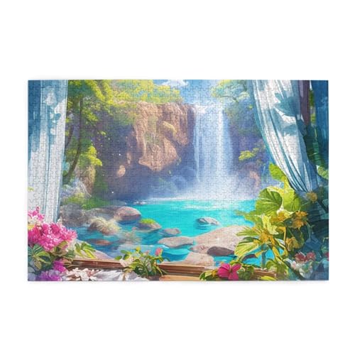 Puzzle 500 Teile, Puzzle Erwachsene, Holzpuzzle Landschaft Impossible Jigsaw, Clevere Rätsel, HD Farbe Jigsaw mit Geschenkbox Verpackung for Room Decor, Geschenke für Frauen Fensterbank 52x38cm p-886 von Yuammgxi