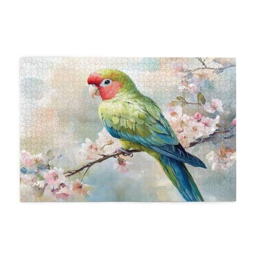 Puzzle 500 Teile, Puzzle Erwachsene, Holzpuzzle Landschaft Impossible Jigsaw, Clevere Rätsel, HD Farbe Jigsaw mit Geschenkbox Verpackung for Room Decor, Geschenke für Frauen Papagei 52x38cm p-525 von Yuammgxi