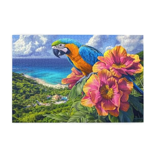 Puzzle 500 Teile, Puzzle Erwachsene, Holzpuzzle Landschaft Impossible Jigsaw, Clevere Rätsel, HD Farbe Jigsaw mit Geschenkbox Verpackung for Room Decor, Geschenke für Frauen Papagei 52x38cm p-934 von Yuammgxi