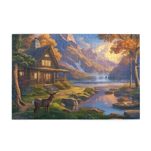 Puzzle 500 Teile, Puzzle Erwachsene, Holzpuzzle Landschaft Impossible Jigsaw, Clevere Rätsel, HD Farbe Jigsaw mit Geschenkbox Verpackung for Room Decor, Geschenke für Frauen REH 52x38cm p-788 von Yuammgxi