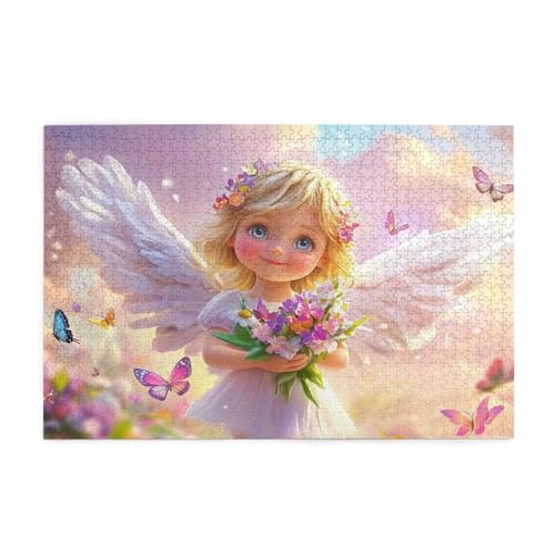 Puzzle 500 Teile, Puzzle Erwachsene, Holzpuzzle Niedlich Impossible Jigsaw, Clevere Rätsel, HD Farbe Jigsaw mit Geschenkbox Verpackung for Room Decor, Geschenke für Frauen Engel 52x38cm p-1420 von Yuammgxi