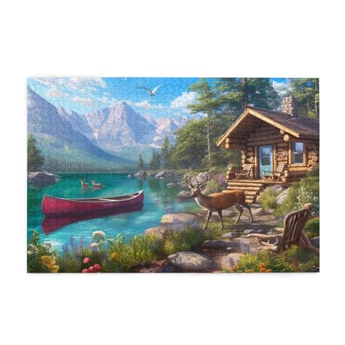 Puzzle 500 Teile, Puzzle Erwachsene, Holzpuzzle REH Impossible Jigsaw, Clevere Rätsel, HD Farbe Jigsaw mit Geschenkbox Verpackung for Aesthetic Room Decor, Geschenke für Frauen Berg 52x38cm p-1106 von Yuammgxi
