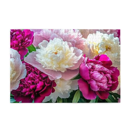 Puzzle 500 Teile, Puzzle Erwachsene, Holzpuzzle Rot Impossible Jigsaw, Clevere Rätsel, HD Farbe Jigsaw mit Geschenkbox Verpackung for Room Decor, Geschenke für Frauen Pfingstrosenblumen 52x38cm p-917 von Yuammgxi