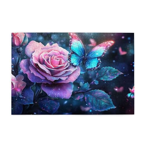 Puzzle 500 Teile, Puzzle Erwachsene, Holzpuzzle Schmetterling Impossible Jigsaw, Clevere Rätsel, HD Farbe Jigsaw mit Geschenkbox Verpackung for Room Decor, Geschenke für Frauen Blume 52x38cm p-1228 von Yuammgxi