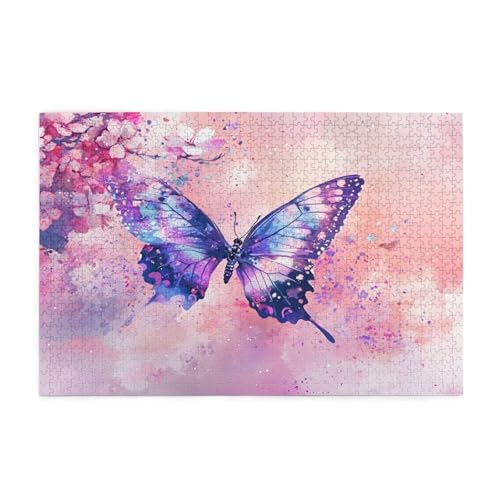 Puzzle 500 Teile, Puzzle Erwachsene, Holzpuzzle Schmetterling Impossible Jigsaw, Clevere Rätsel, HD Farbe Jigsaw mit Geschenkbox Verpackung for Room Decor, Geschenke für Frauen Tier 52x38cm p-1390 von Yuammgxi